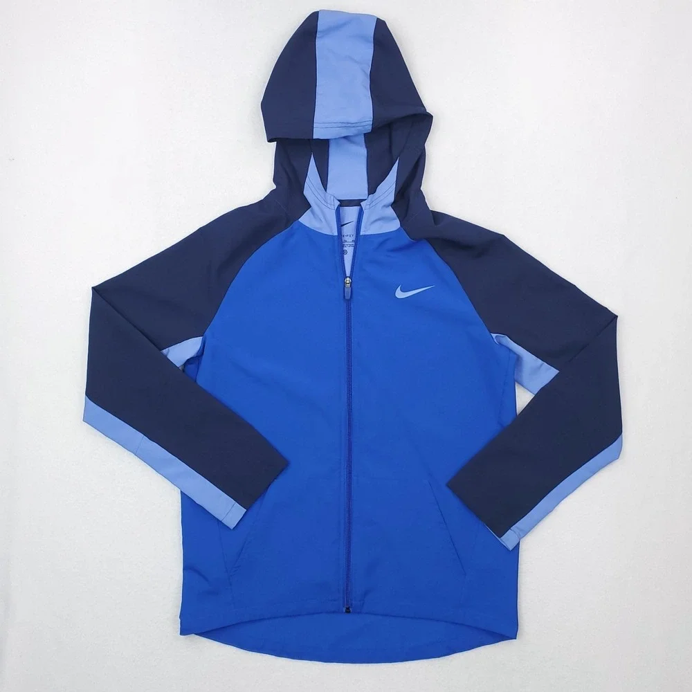 Nike Jacket Boys Extra Large Blue Woven Colorblock Lightweight Windbreaker Shell